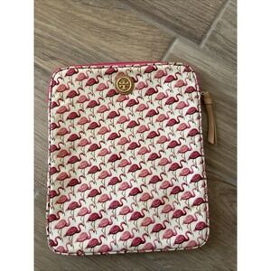 Tory Burch Flamingo Tablet Ipad Sleeve Case Zipper Closure 8.5 X 10 X .75